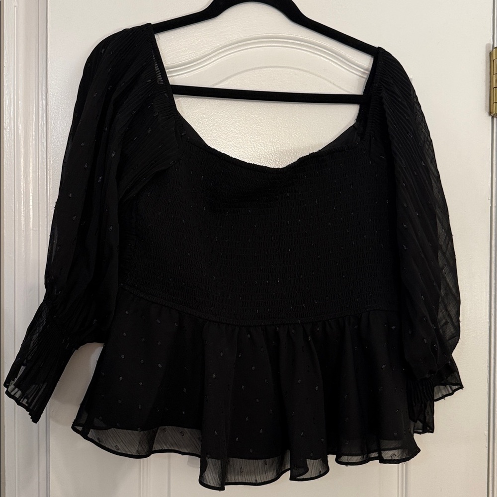 Express Black Textured Blouse